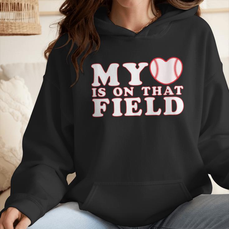 My Heart Is On That Court Baseball Mom Wmen Hoodie