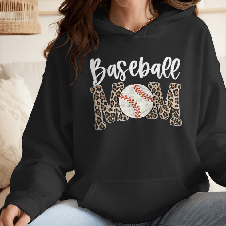 Leopard Baseball Mom Baseball Mama Retro Cute Mother's Day Wmen Hoodie