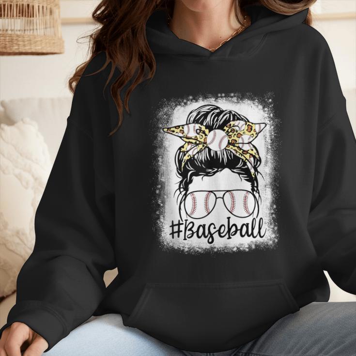 Leopard Messy Bun Mom Mother's Day Baseball Mommy Wmen Hoodie Leopard Messy Bun Mom Mother's Day Baseball Mommy Wmen Hoodie