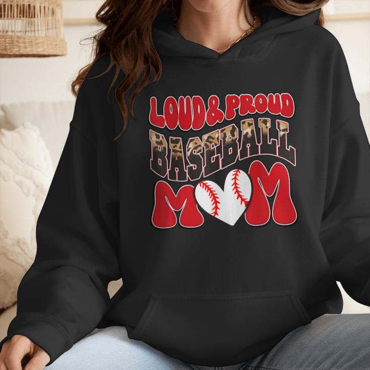 Loud Proud Baseball Mom Red Team Leopard Baseball Mom Squad Wmen Hoodie