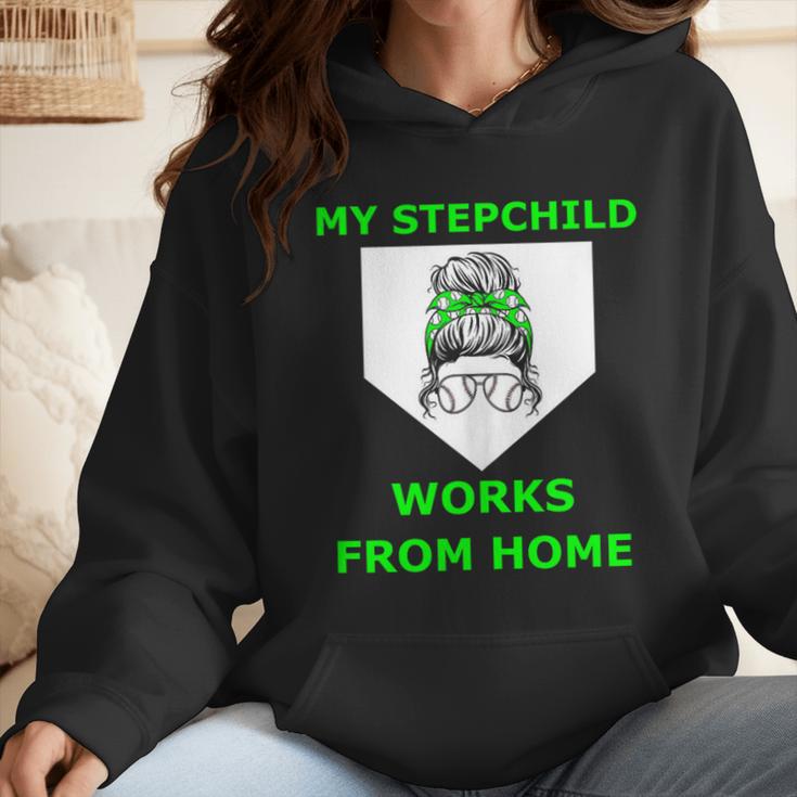 Messy Bun Baseball Mom My Stepchild Works From Home Wmen Hoodie Messy Bun Baseball Mom My Stepchild Works From Home Wmen Hoodie