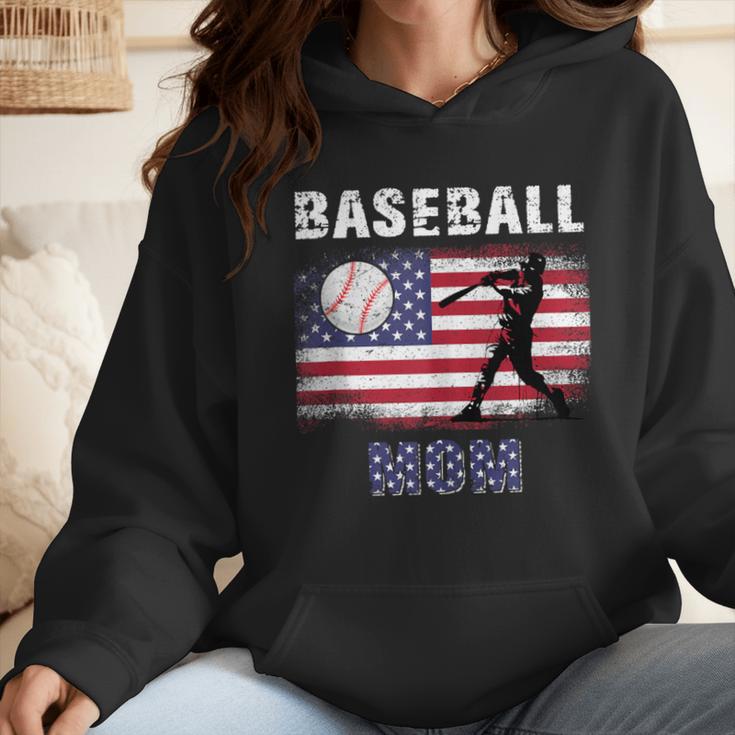 Proud Baseball MOM USA American Flag Family Game Day Wmen Hoodie