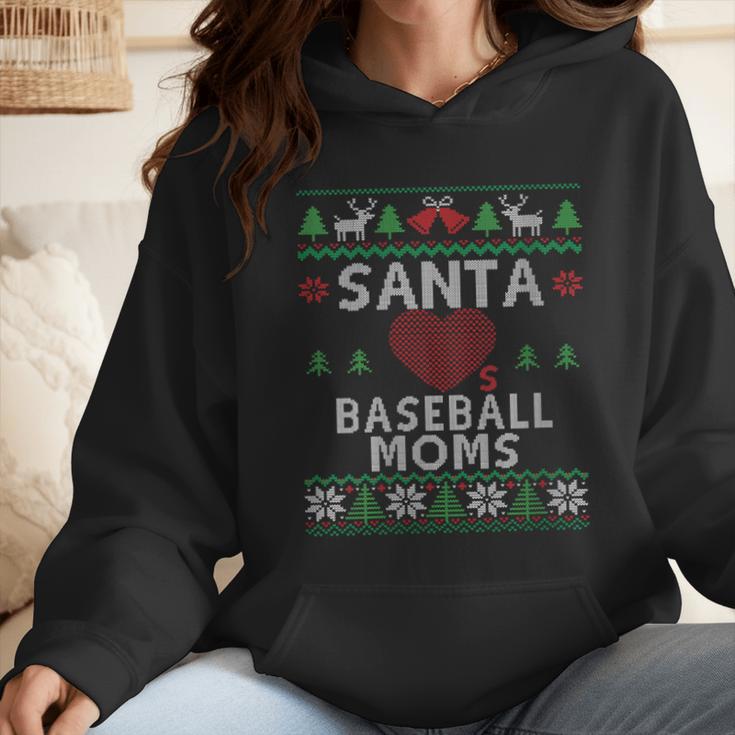 Santa Loves Baseball Moms Ugly Christmas Wmen Hoodie