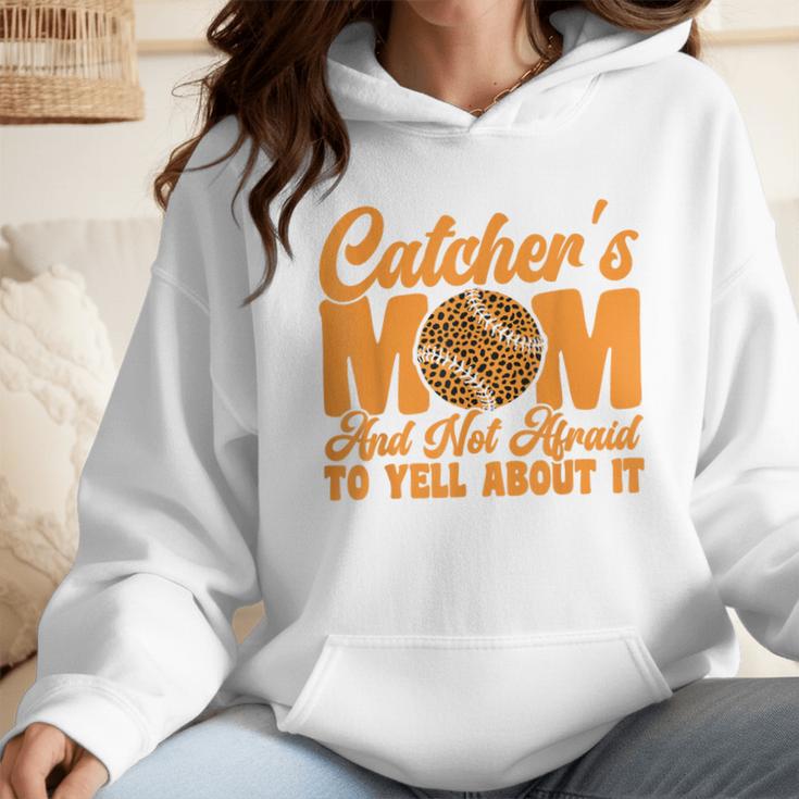 Baseball Mom Catcher's Mom Leopard Softball Mom Wmen Hoodie