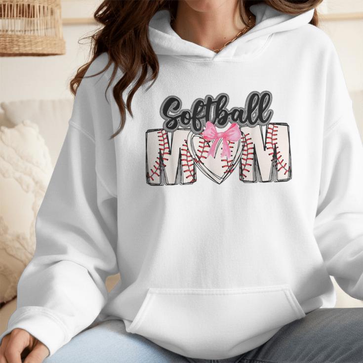 Baseball Mom Coquette Women Girls Baseball Mama Wmen Hoodie