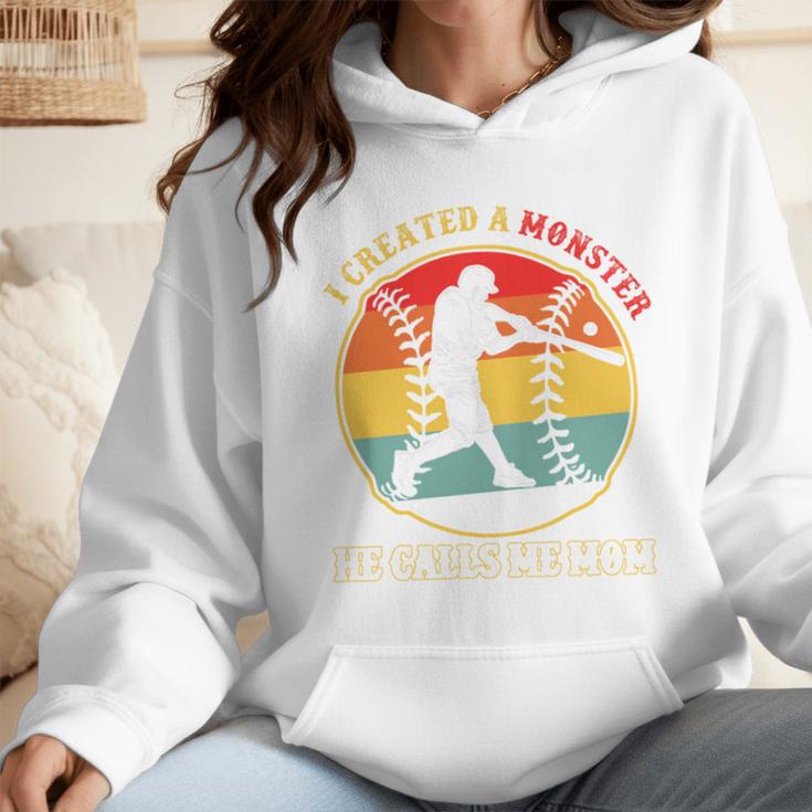 Baseball Mom I Created A Monster He Calls Me Mom Wmen Hoodie Baseball Mom I Created A Monster He Calls Me Mom Wmen Hoodie