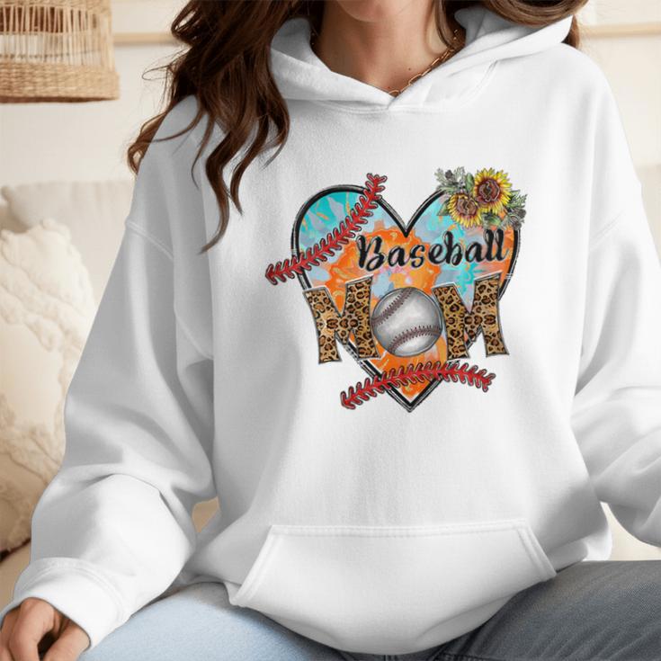 Baseball Mom Valentine Leopard Heart Softball Mother's Day Wmen Hoodie Baseball Mom Valentine Leopard Heart Softball Mother's Day Wmen Hoodie