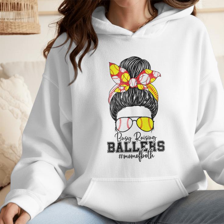 Busy Raising Ballers Softball Messy Bun Baseball Mom Wmen Hoodie Busy Raising Ballers Softball Messy Bun Baseball Mom Wmen Hoodie