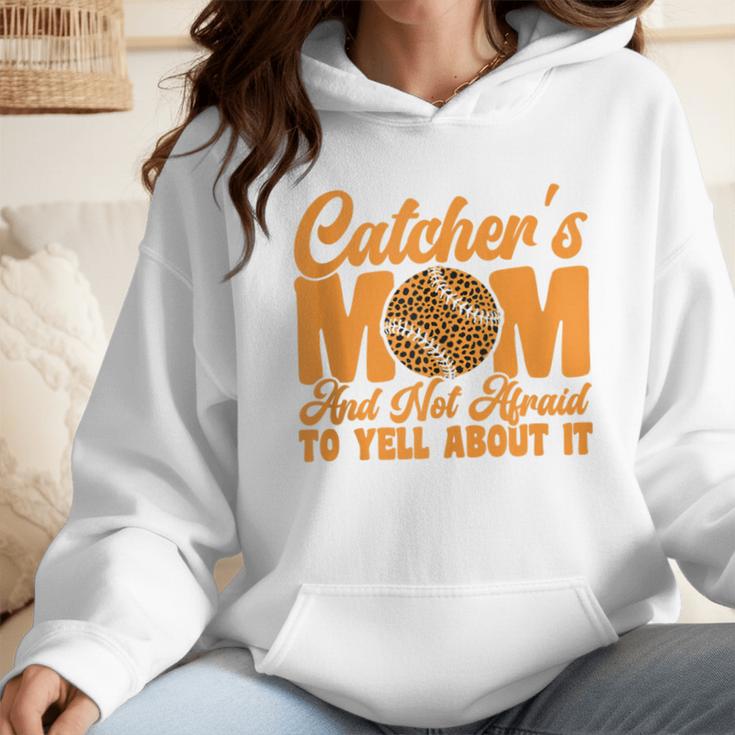 Catcher's Mom And Not Afraid Leopard Baseball Mom Wmen Hoodie Catcher's Mom And Not Afraid Leopard Baseball Mom Wmen Hoodie