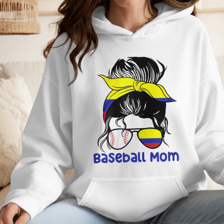 Colombia Baseball Mom Messy Bun Wmen Hoodie Colombia Baseball Mom Messy Bun Wmen Hoodie