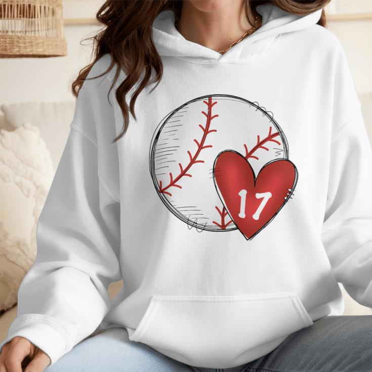 Custom Baseball Mom Number 17 Heart For Mom Mommy Premium Wmen Hoodie Custom Baseball Mom Number 17 Heart For Mom Mommy Premium Wmen Hoodie