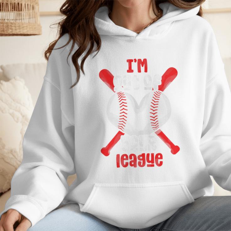 Cute Baseball Mom Out Of Your League Mommy Sports Players Premium Wmen Hoodie