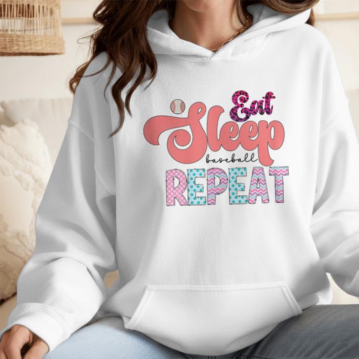 Eat Sleep Baseball Repeat Baseball Moms Wmen Hoodie