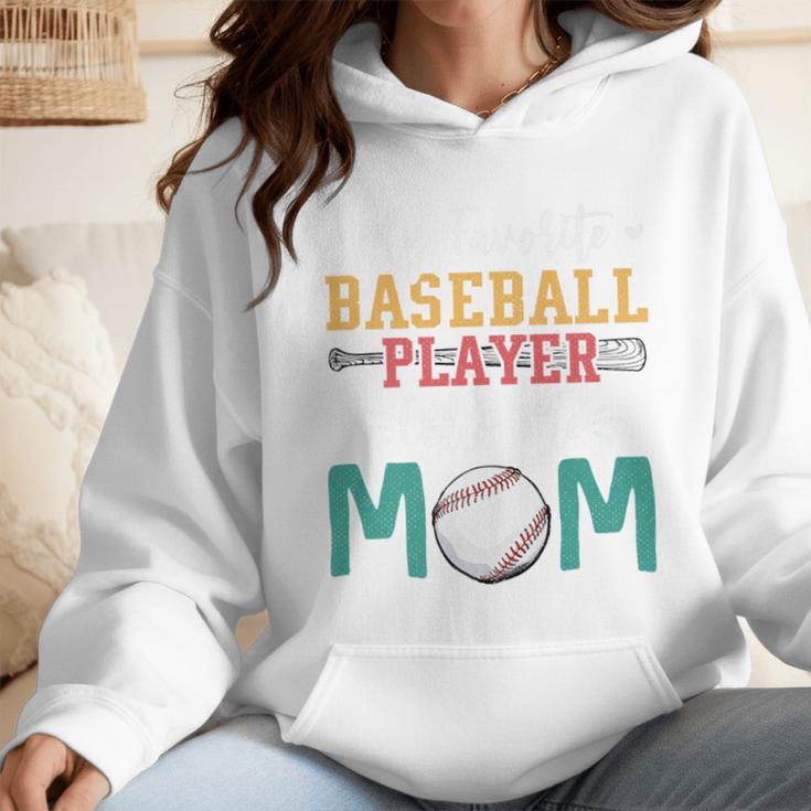 My Favorite Baseball Player Calls Me Mom Baseball Mom Premium Wmen Hoodie