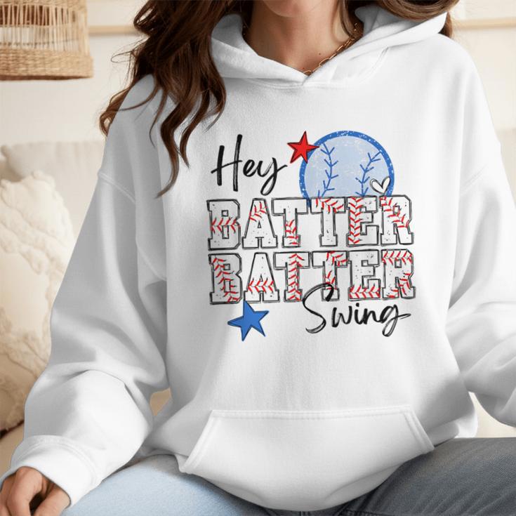 Hey Batter Batter Swing Graphic For Baseball Moms Wmen Hoodie