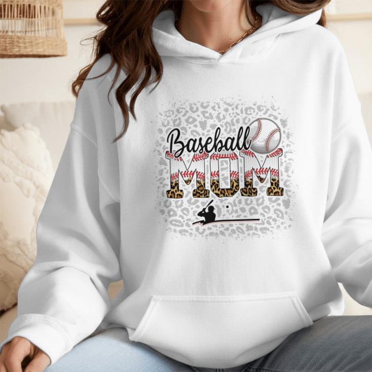 Leopard Baseball Mom Mama Mommy Bleached Wmen Hoodie