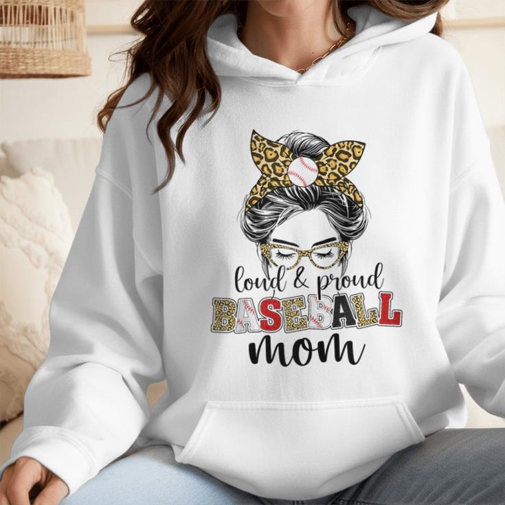 Loud And Proud Baseball Mom Messy Bun Leopard Baseball Mom Wmen Hoodie Loud And Proud Baseball Mom Messy Bun Leopard Baseball Mom Wmen Hoodie