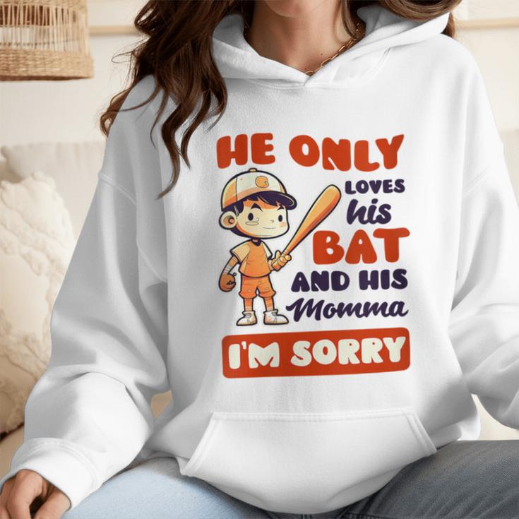 Loves Bat And His Momma Baseball Mom Wmen Hoodie