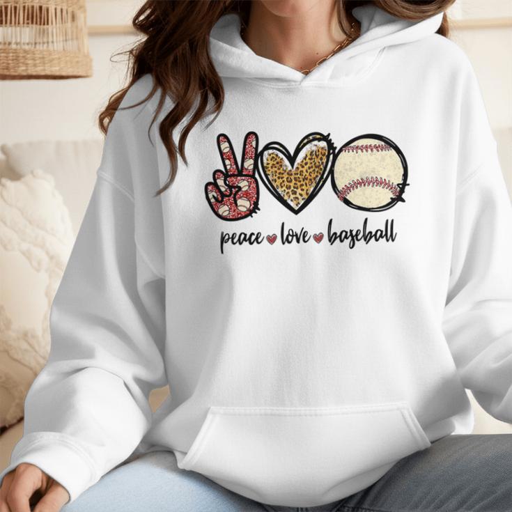 Peace Love Baseball Mom Leopard Print Cheetah Pattern Wmen Hoodie Peace Love Baseball Mom Leopard Print Cheetah Pattern Wmen Hoodie