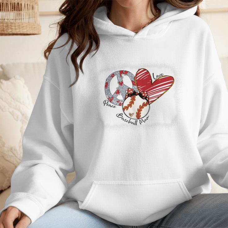 Peace Love Baseball Mom Mommy Premium Wmen Hoodie