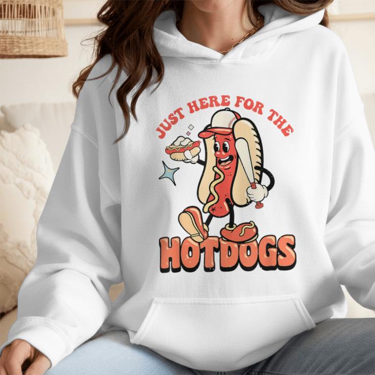 Retro Just Here For The Hotdogs Baseball Mom Sport Lover Wmen Hoodie Retro Just Here For The Hotdogs Baseball Mom Sport Lover Wmen Hoodie