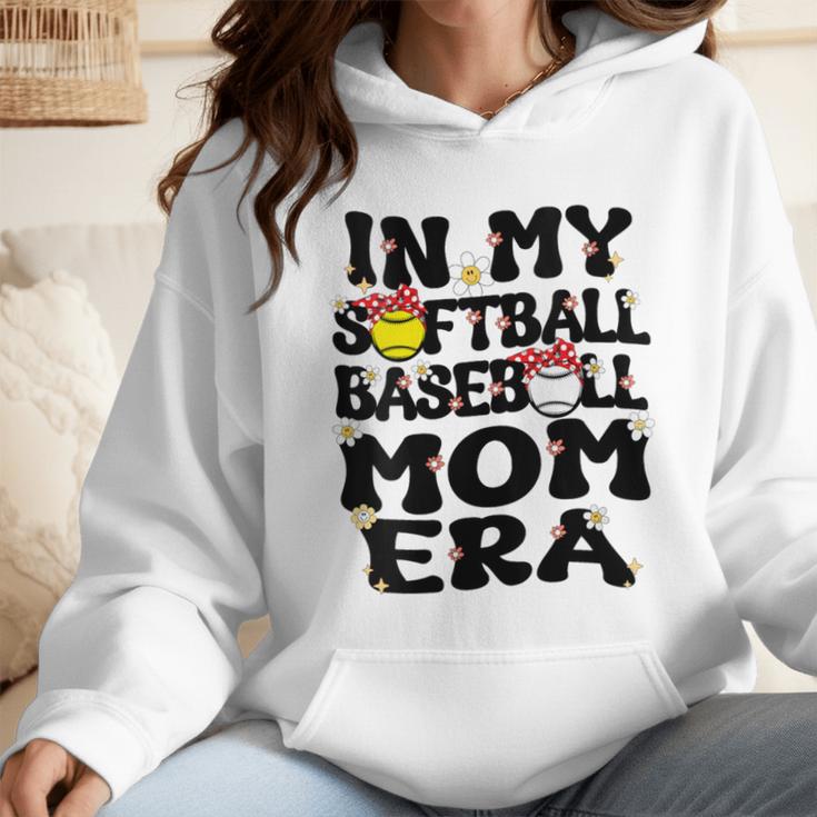 In My Softball Baseball Mom Era Retro Groovy Mom Of Both Wmen Hoodie In My Softball Baseball Mom Era Retro Groovy Mom Of Both Wmen Hoodie