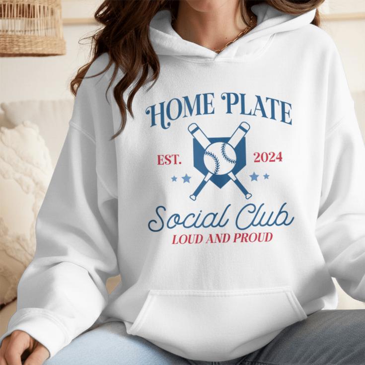 Spring 2024 Season Cute Baseball Mom Home Plate Social Club Wmen Hoodie Spring 2024 Season Cute Baseball Mom Home Plate Social Club Wmen Hoodie