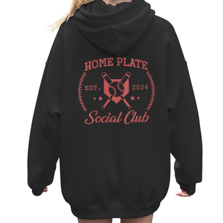 2024 Home Plate Social Club Softball Season Tee Baseball Mom Women Hoodie Back Print