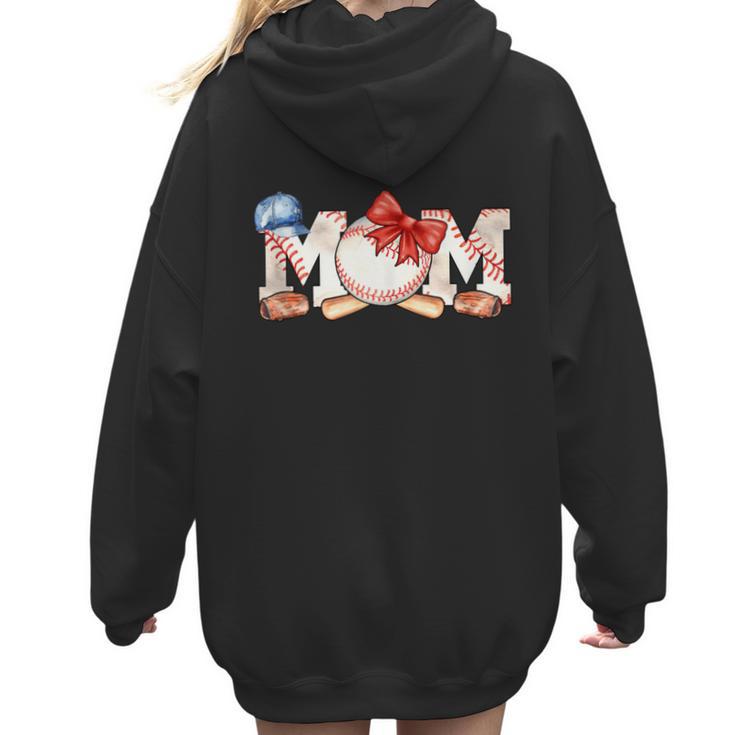 Ball Mom Bow Tie Baseball Mom Women Hoodie Back Print