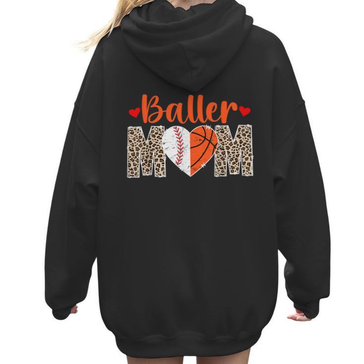 Baller Mom Leopard Basketball Baseball Mom Women Hoodie Back Print