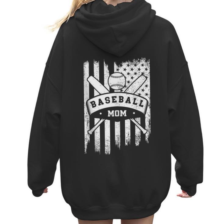 Baseball MOM Cool USA American Flag Family Reunion Women Hoodie Back Print