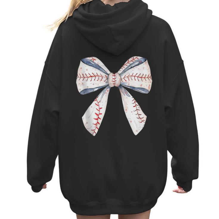 Baseball Mom Coquette Bow Baseball Mama Women Hoodie Back Print