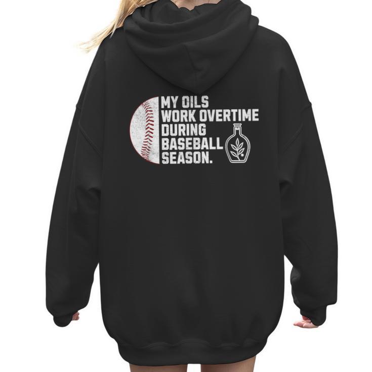 Baseball Mom Essential Oils Meme For Oily Oils Mom Women Hoodie Back Print