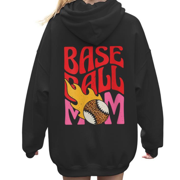 Baseball Mom Game Day Trendy Pink Leopard Mama Women Hoodie Back Print