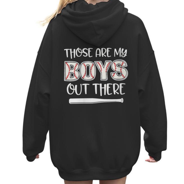 Baseball Mom And Grandma Those Are My Boys Baseball Game Women Hoodie Back Print