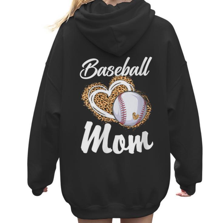 Baseball Mom Grandma Leopard Baseball Lover Fan Women Hoodie Back Print