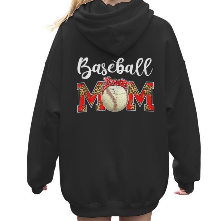 Baseball Mom Leopard Game Day Mom Life Mother's Day Women Hoodie Back Print