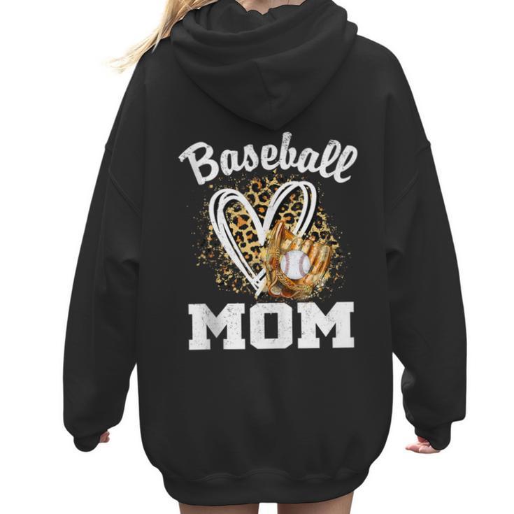 Baseball Mom Leopard Heart Matching Family Women Hoodie Back Print