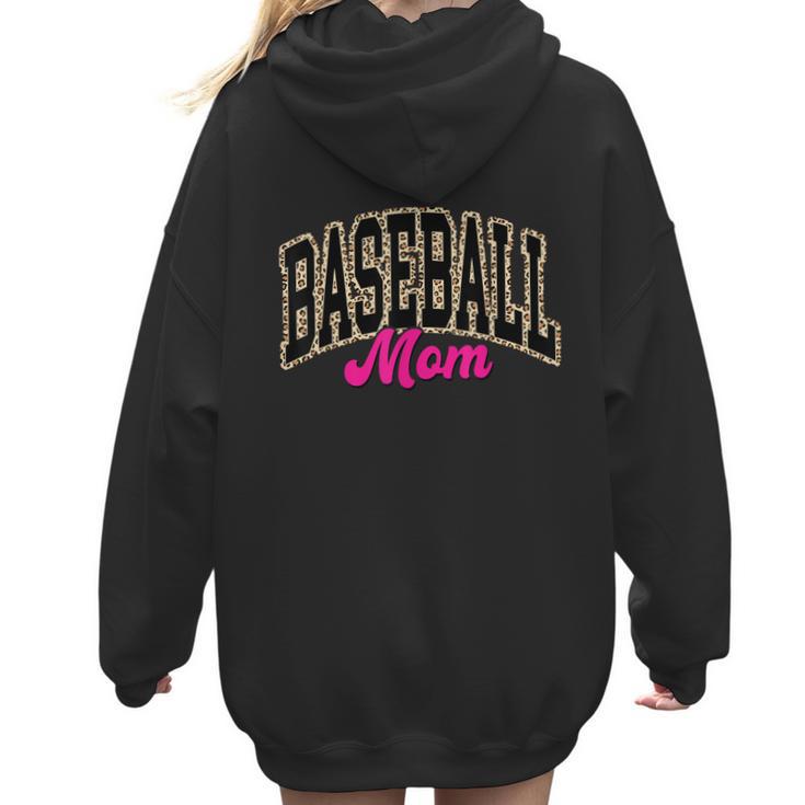 Baseball Mom Leopard Baseball Mama Life Girls Women Baller Women Hoodie Back Print