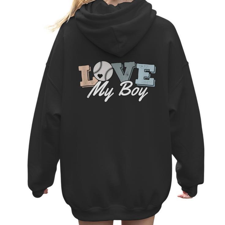 Baseball Mom Love My Boy Retro Casual Letter Print Women Hoodie Back Print