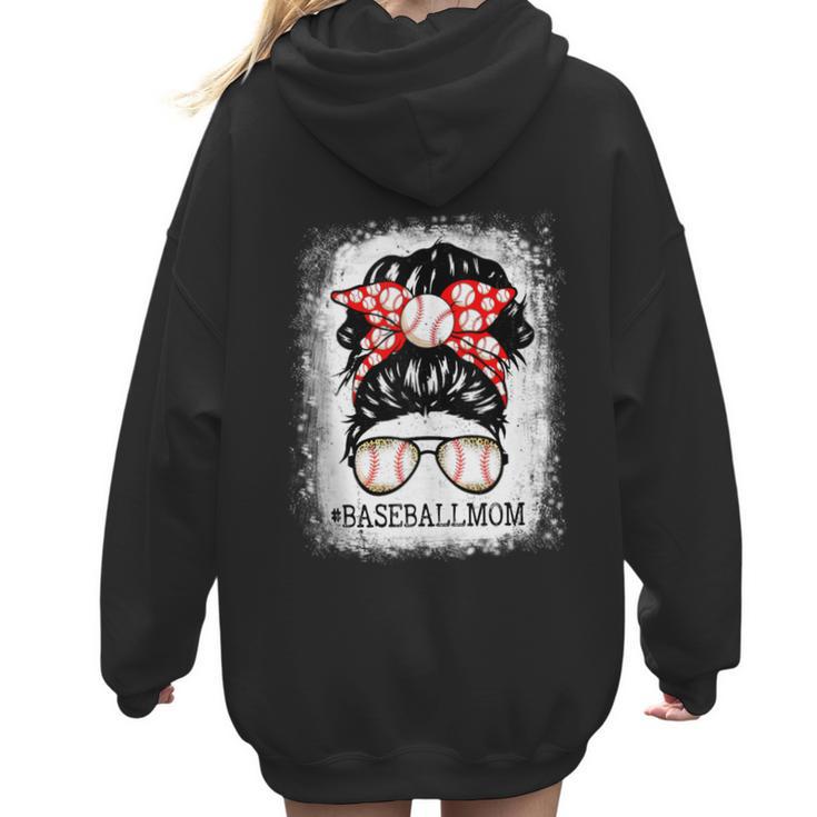 Baseball Mom Messy Bun Hair Player Mom Women Hoodie Back Print