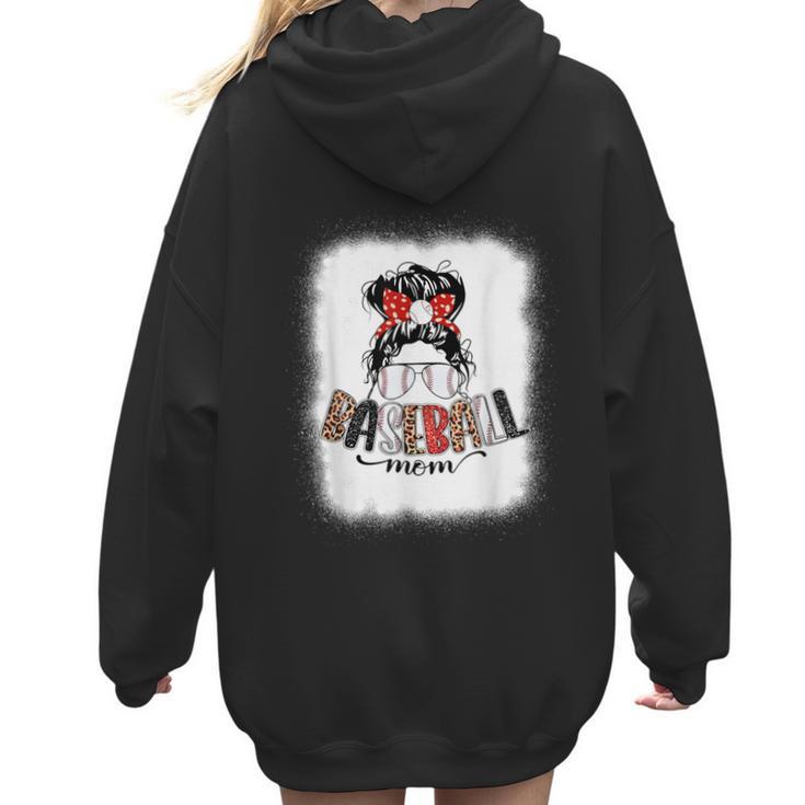 Baseball Mom Messy Bun Mommy Baseball Player Women Hoodie Back Print