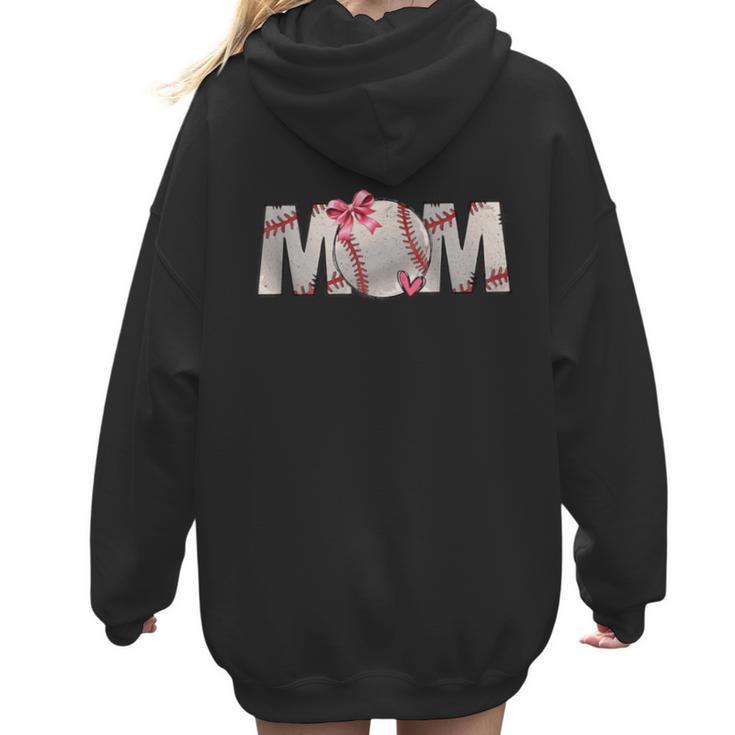 Baseball Mom With Pink Bow Women Hoodie Back Print