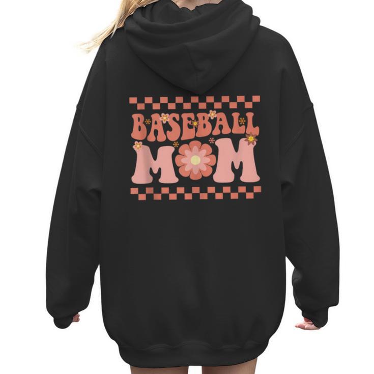 Baseball Mom Baseball Player Mama Women Groovy Women Hoodie Back Print