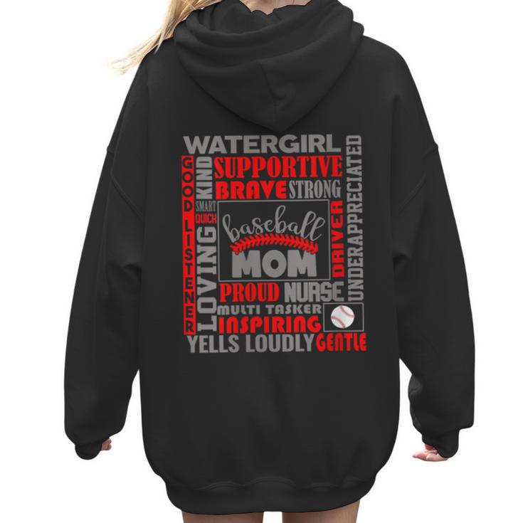 Baseball Mom Traits For Great Mothers Grey And Red Women Hoodie Back Print