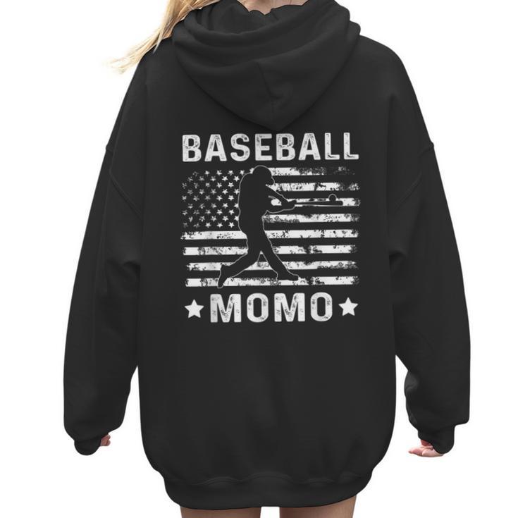 Baseball Momo Mom USA Flag 4th Of July Women Hoodie Back Print