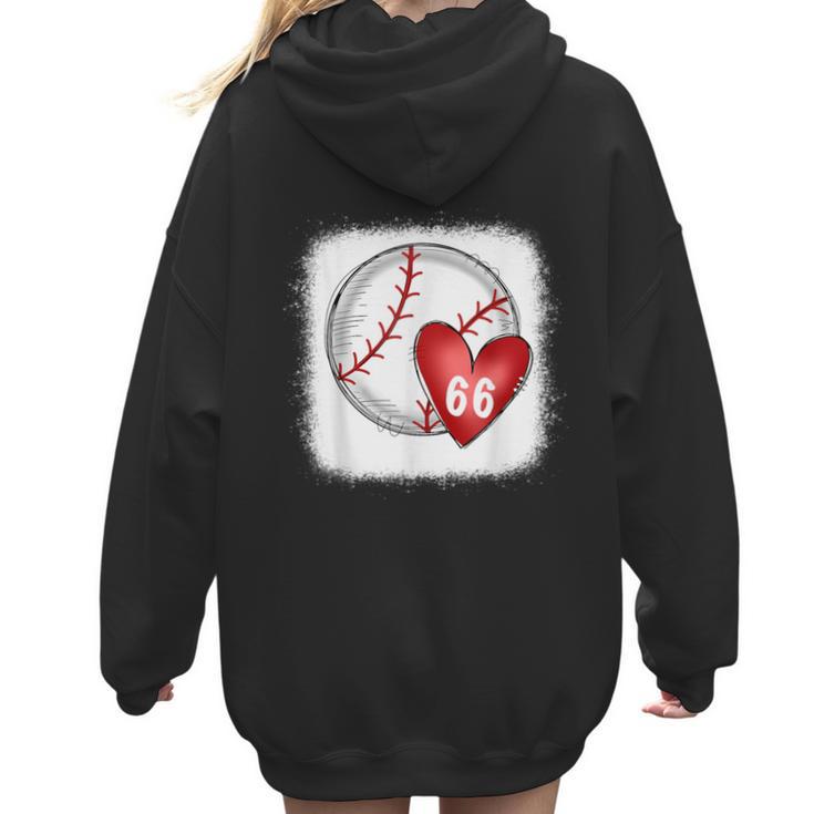 Bleached Custom Baseball Mom Number 66 Heart For Mom Women Hoodie Back Print