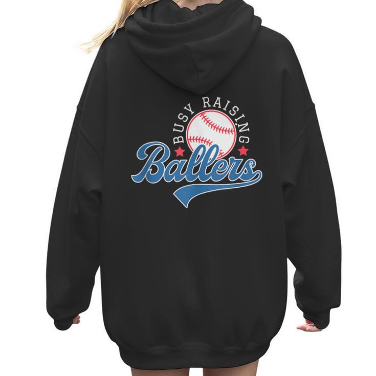 Busy Raising Ballers Baseball Mom Group Tee Women Hoodie Back Print