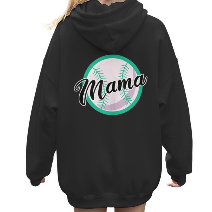 Cute Mama Script Font On Baseball Mom Women Hoodie Back Print