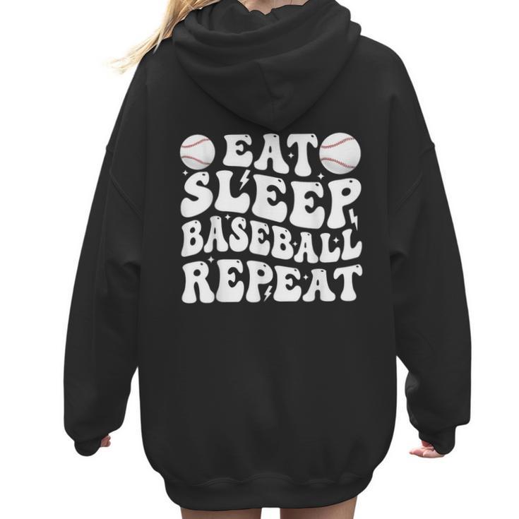 Eat Sleep Baseball Repeat Baseball Lover Baseball Mom Girls Women Hoodie Back Print